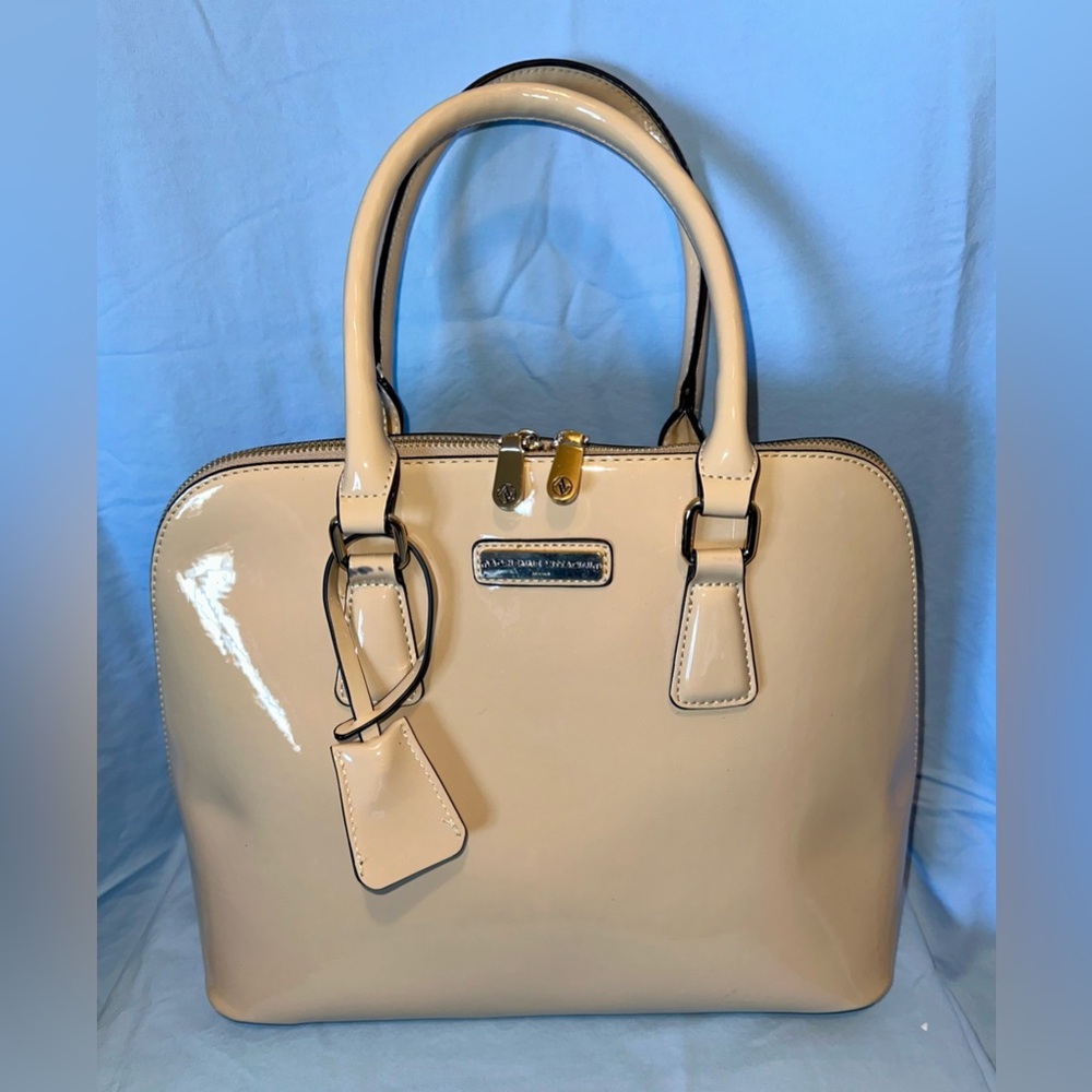 Adrienne Vittadini Vanilla Patent Dome Satchel